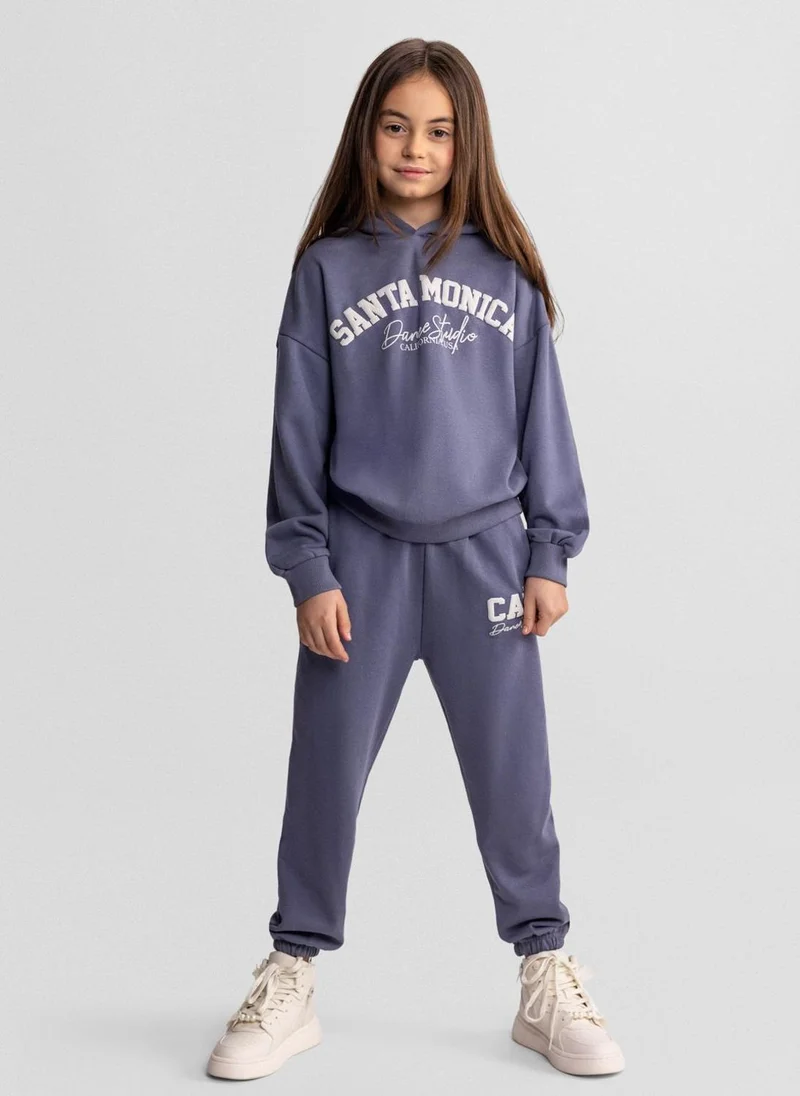 مينوتي Girls breathable blue grey tracksuit tapered jogging 3-15 years
